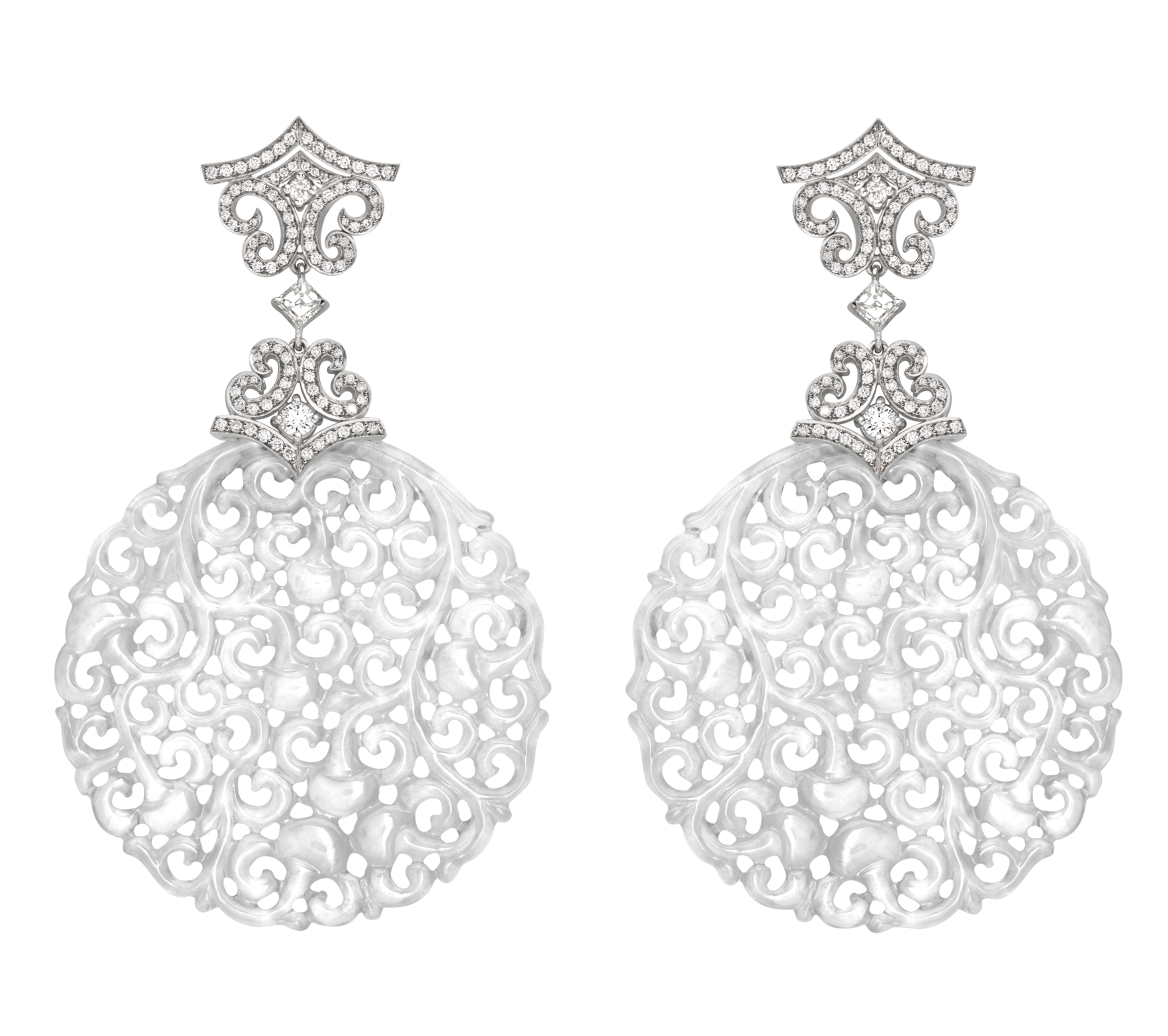 David Marshall Carved White Jade Earrings Jfw Magazine David Marshall Carved White Jade Earrings