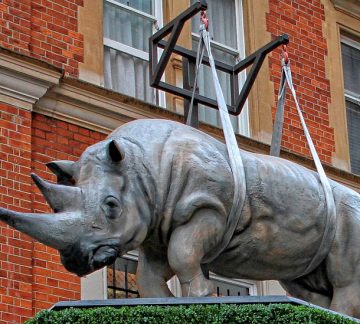 Rhino sculpture by Italian artist Stefano Bombardieri