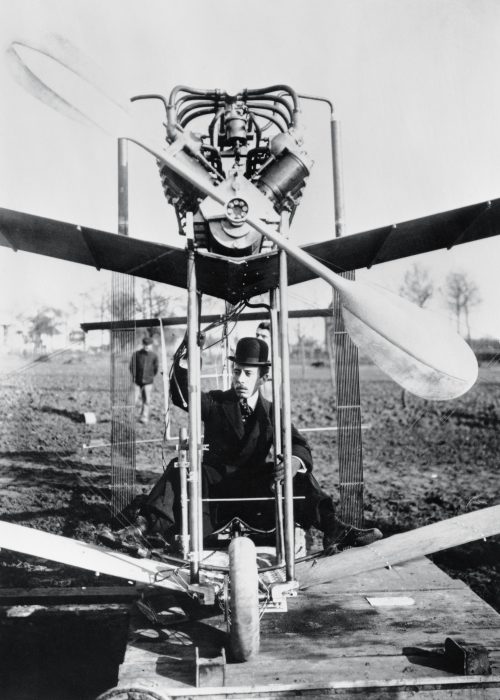 Alberto Santos Dumont on a plane
