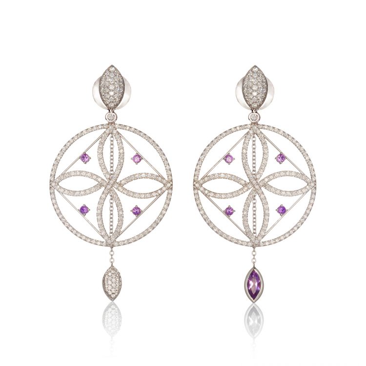Damali earrings with diamonds and amethyst