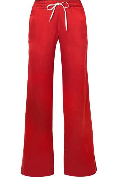 Leather trimmed washed silk track pants - Amira