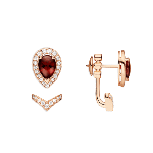 Chaumet, Josephine Aigrette earring in pink gold with garnet and diamonds